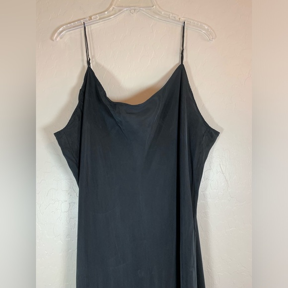 J. Crew Gwyneth Black cupro Drape Neck slip Y2K 90s dress Size 24 0153 - Picture 2 of 8